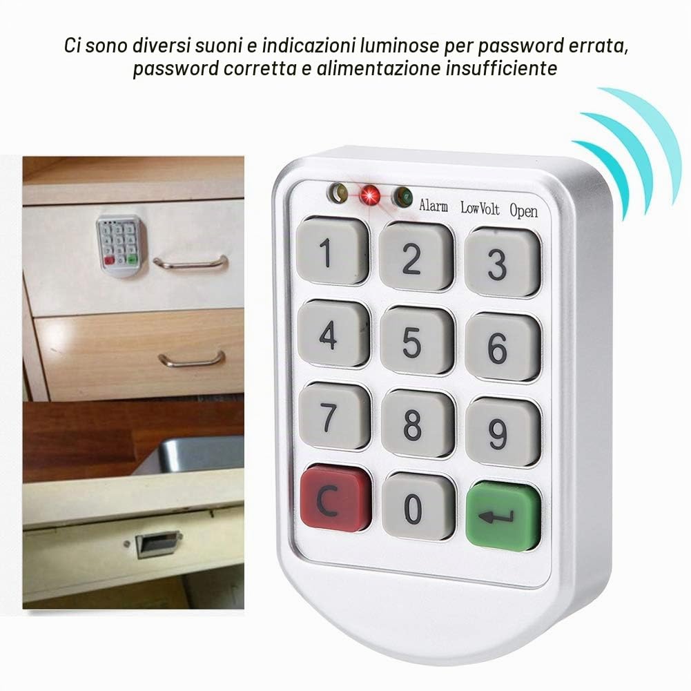 Kit di serratura elettronica per armadietti, senza chiave, con password elettronica, tastiera, numero di porta