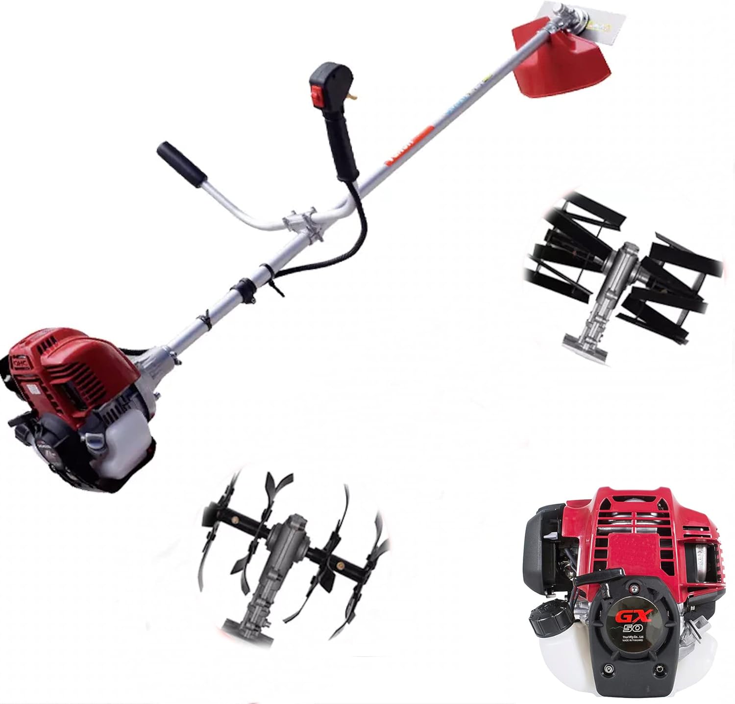 GX50 Cultivator Lawnmower 4 Stroke Engine Weed Eater Tiller Grass Cutter 3 in 1 brushcutter Water Pump (Set Without Water Pump)