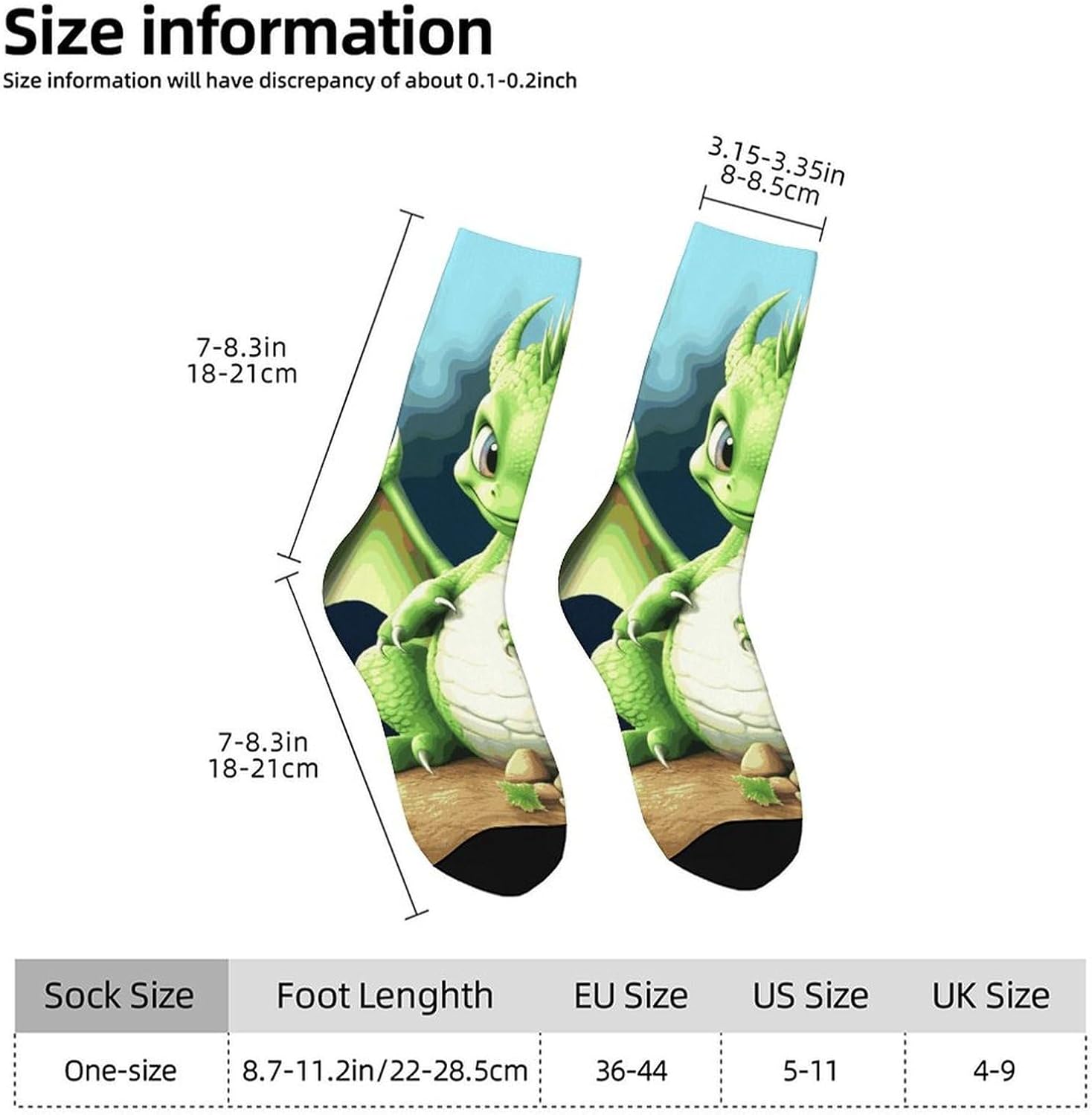 Mid-Calf Socks for Unisex, Casual Long Dragon Cute Sock for Running, Elastic Crew Socks for Work