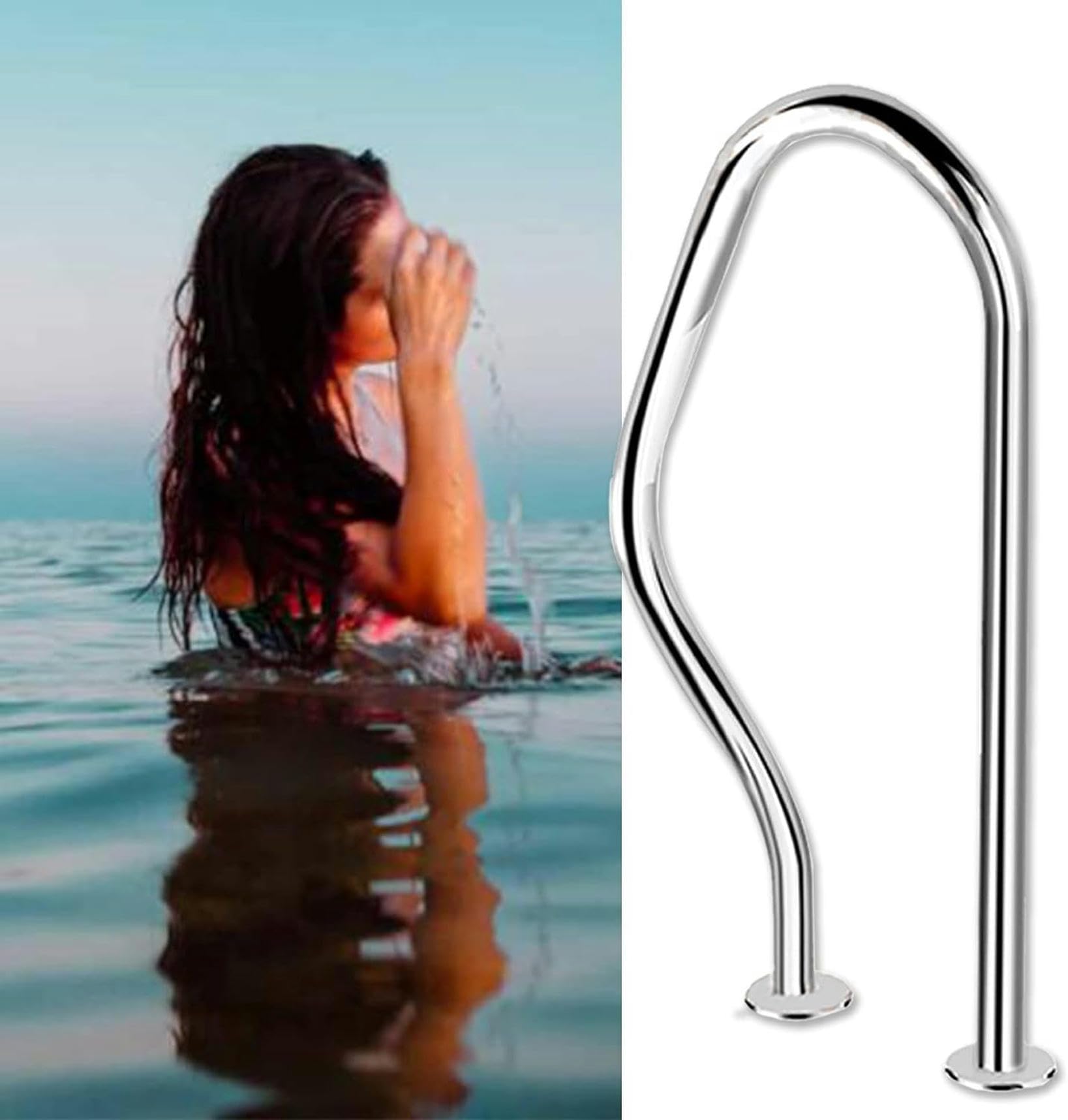 Swimming Pool Safety Hand Rail Pool Handrail Pool Safety Handrails, Swimming Pool Stair Railings, Stainless Steel Railing for Inground Pools, Stainless Steel Pool Handrail, 350 Lbs, Load Capacity
