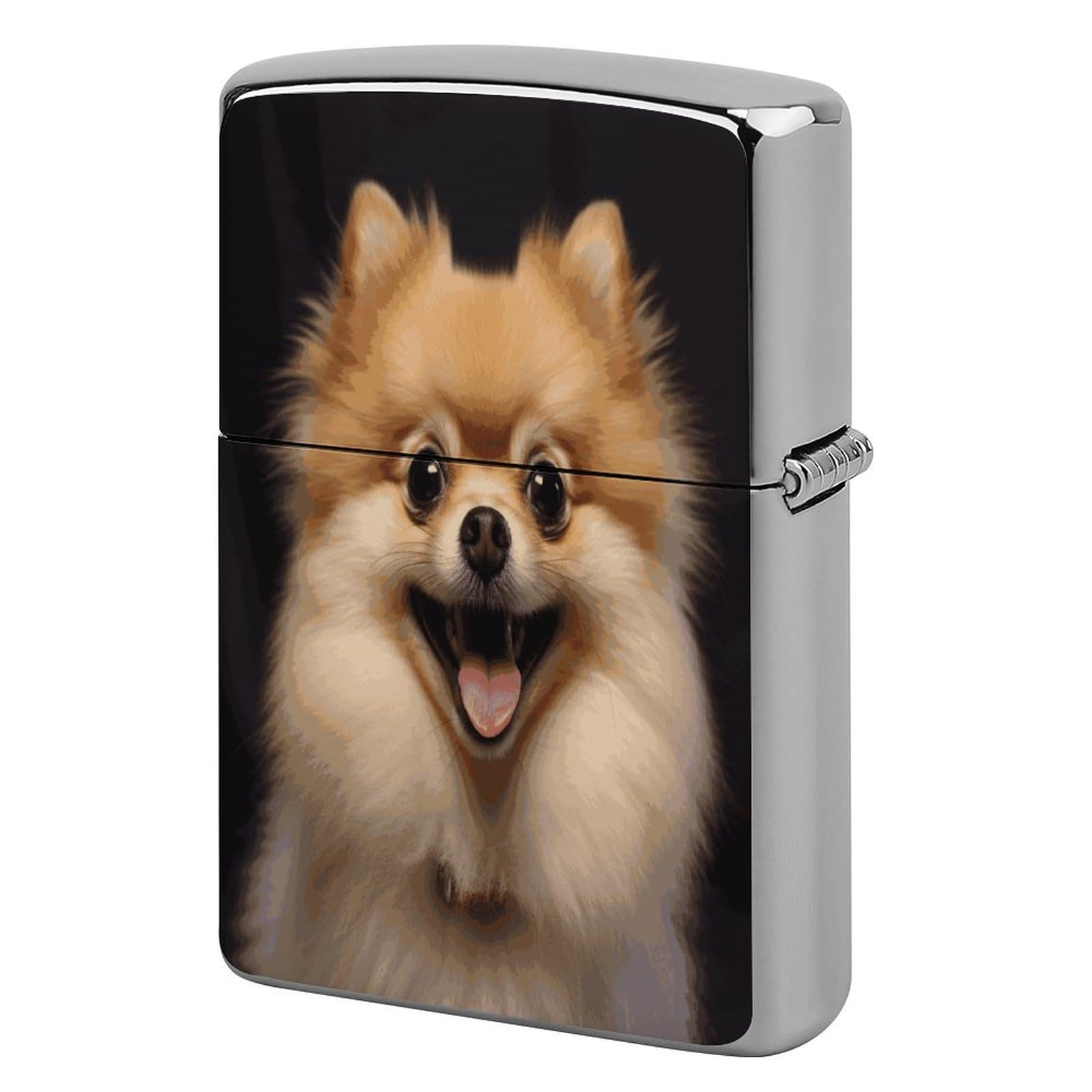 Btcowzrv Style Happy Short-Haired Pomeranian Metal Lighter Case Sleeve Cover Holder