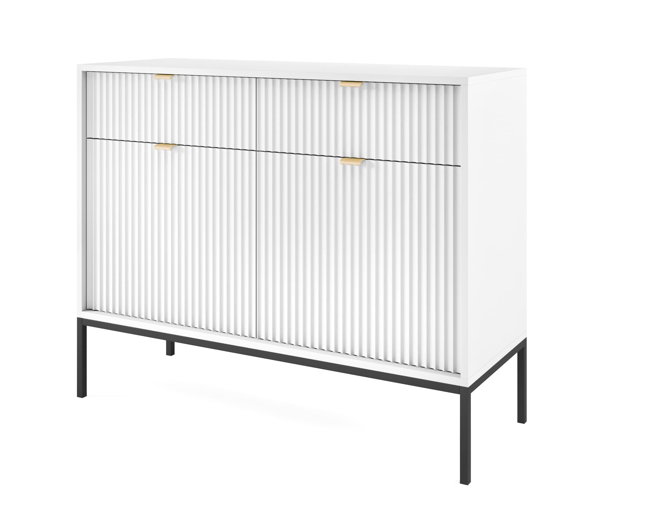 3E 3xE living.com Cassettiera, credenza in stile moderno, lunghezza 104 cm in due colori (bianco)