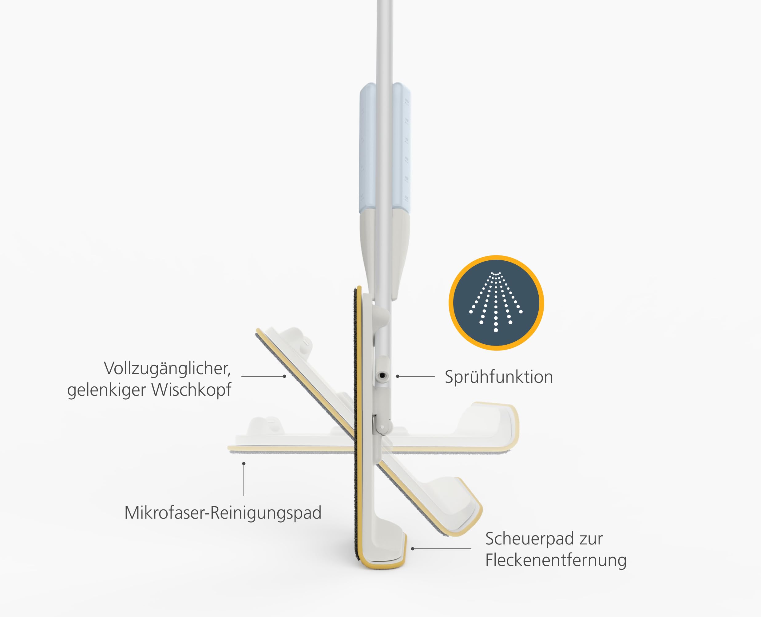 Joseph Joseph CleanTech 2-in-1 Sprühmopp mit waschbarem Mikrofaser-Pad, Einfach zu betätigender Abzug & nachfüllbarer Flasche
