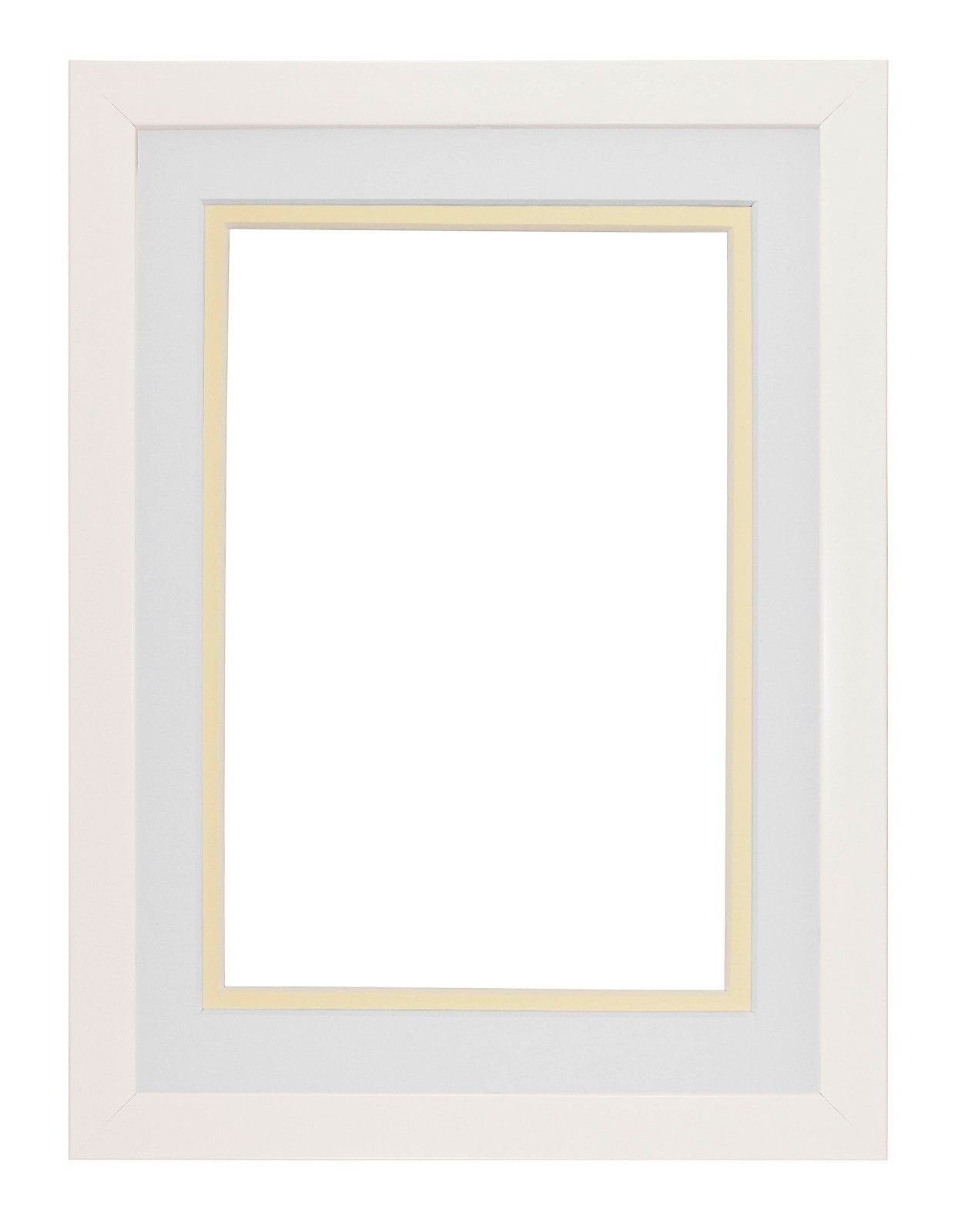 Rainbow Range White Matt Double Mount Photo frame/picture frame/poster frame with Perspex Sheet - White on Ivory Mount - 20"x16" for A3 pictures