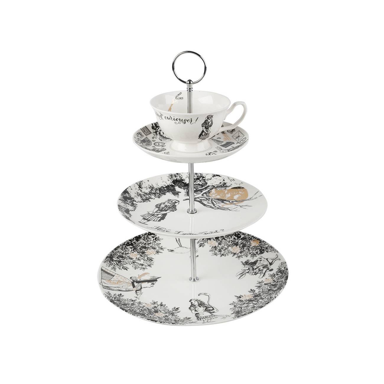 V&A Alice Au Pays Des Merveilles Ensemble De Gâteaux Sur Pied À 3 Étages, Ensemble De Gâteaux Sur Pied, Coffret Cadeau