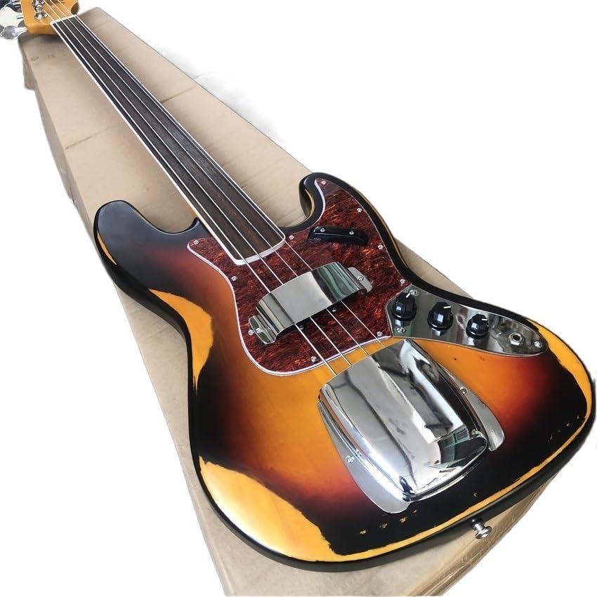 Basso elettrico a quattro corde personalizzato in colore Sunset con vernice nitro opaca - Perfetto for i bassisti che cercano uno strumento acuto prestazioni professionali