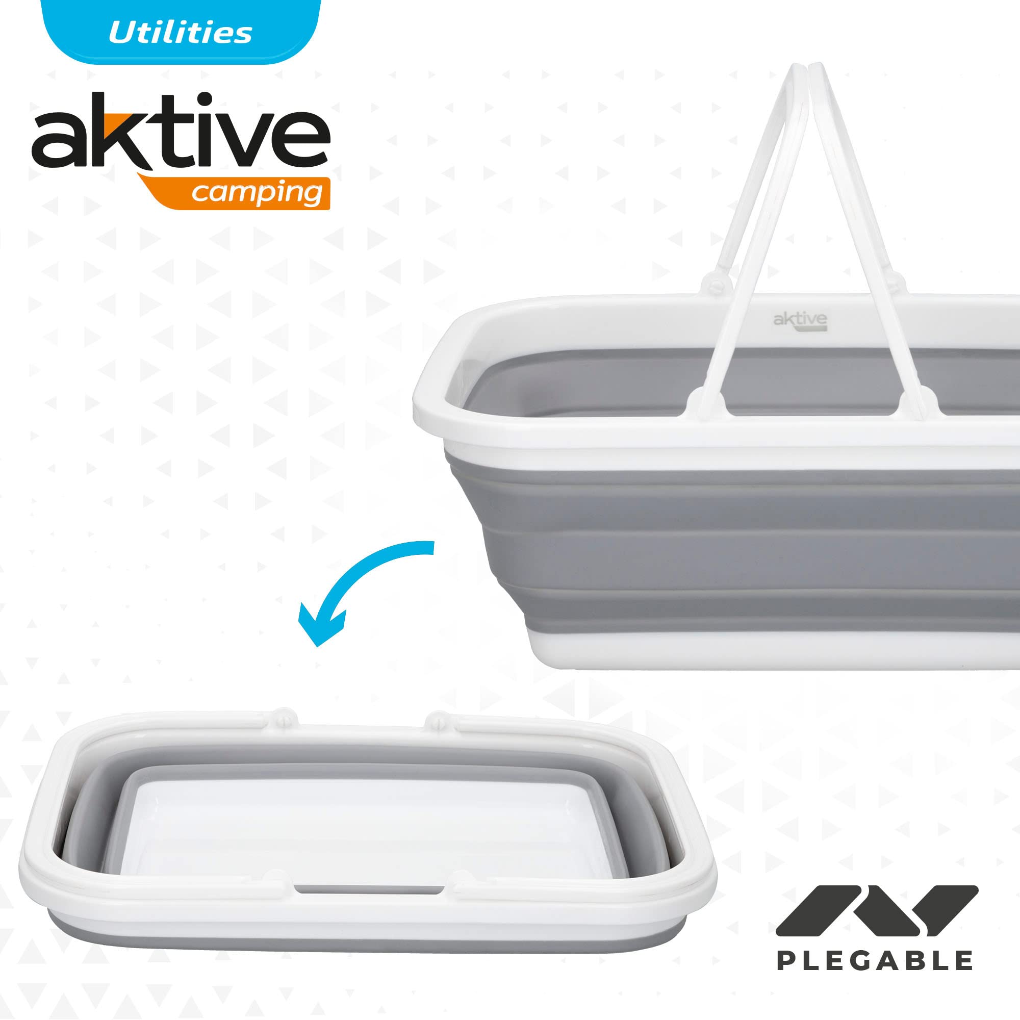 Aktive 52986 - Cestino pieghevole per campeggio e picnic | Cestino con maniglie, Cestino da picnic | Capacità 8,5 L | Materiale plastico e TPR | Accessori da campeggio