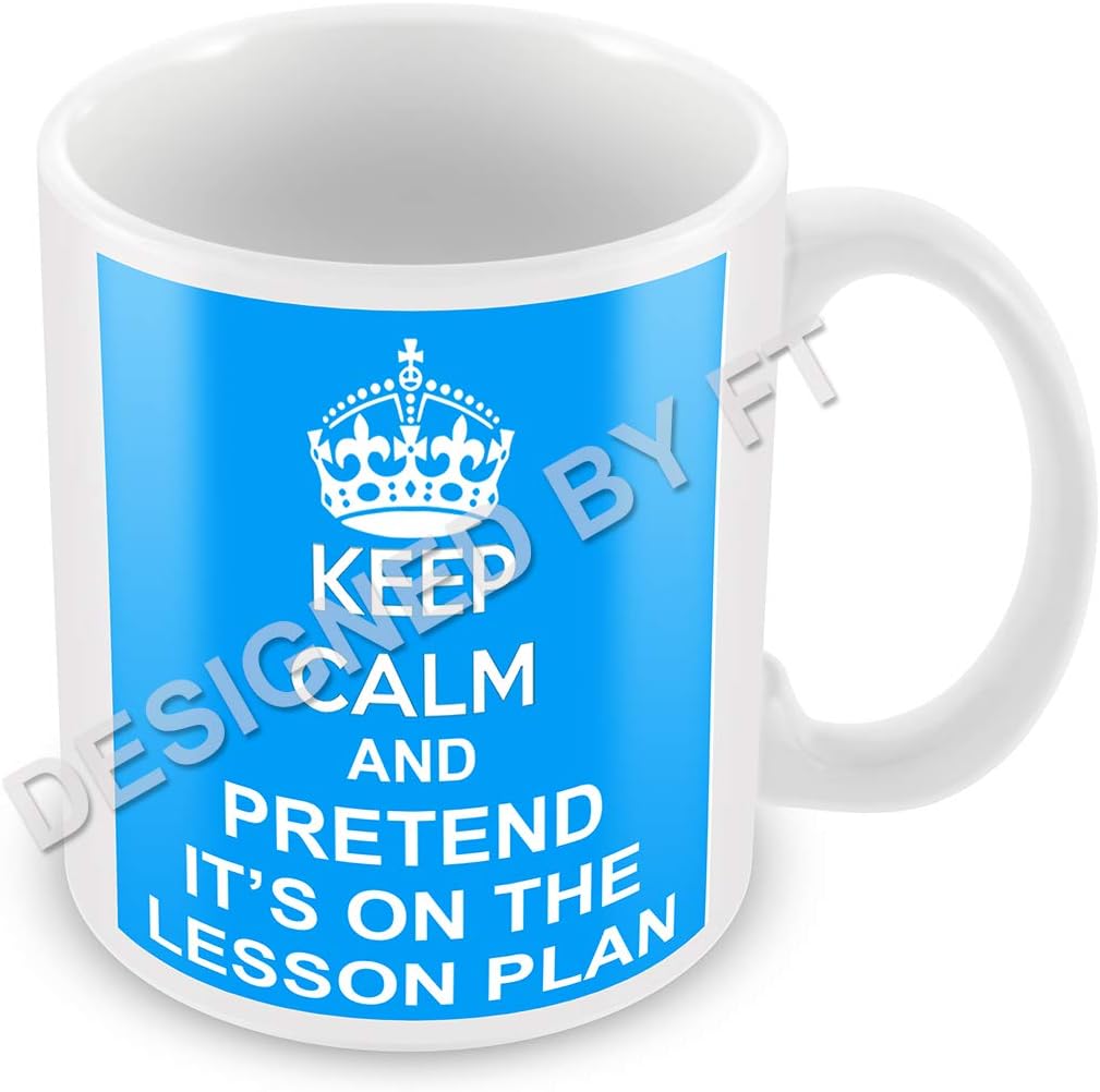 Keep Calm and Pretend Its On The Lesson Plan Baby Blue Mug Cup Gift Retro