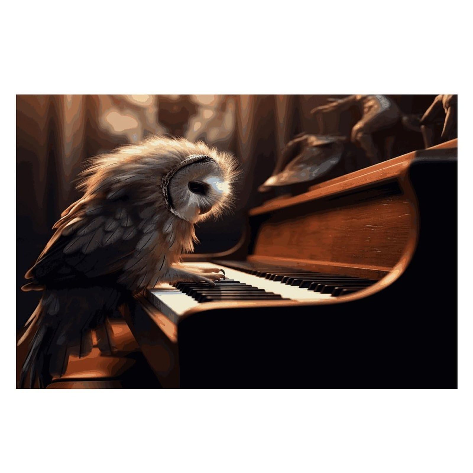 Owl Plays Piano Placemats Heat-Resistant Washable Place Mats Anti Slip Dining Table Place Mats Wipeable Dining Table Mats Kitchen Decoration Placemats 17.7’’×11.8’’