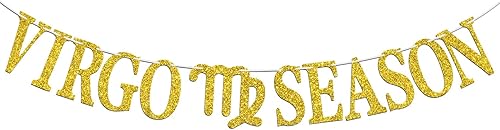 Cartel de la temporada de Virgo, feliz cumpleaños Virgo Bunting Sign in Augest/Septiembre, Big Virgo Energy, 12 suministros de decoración de fiesta