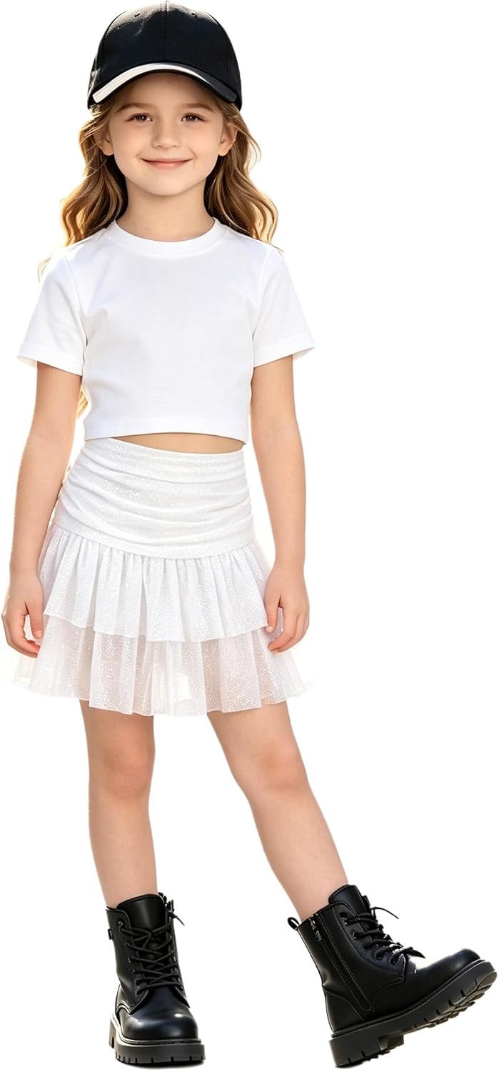 Kids Girls Skorts Skirts Ruffle a Line Skirts