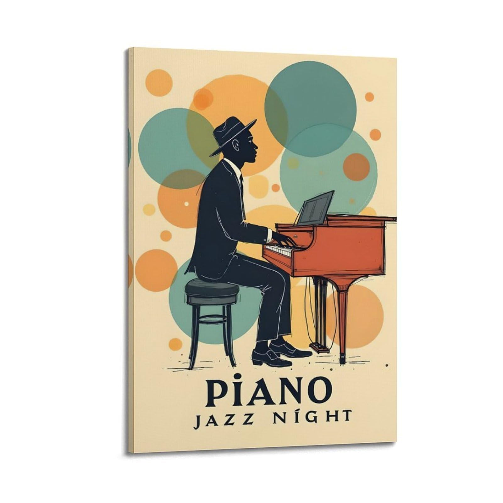 CWLLOG Stampe artistiche da parete su tela, poster con musica jazz, pianista, stile moderno, decorazione per soggiorno e camera da letto, 60 x 90 cm