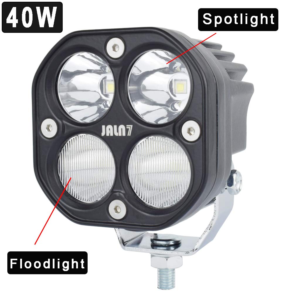 2Pcs LED Faro Delantero de Coche 40W Luz Antiniebla Foco de Trabajo Combo 12V 24V 4500lm Impermeable 4led Cuadrado Luz Blanca para Moto Tractor Barco Camión ATV UTV SUV