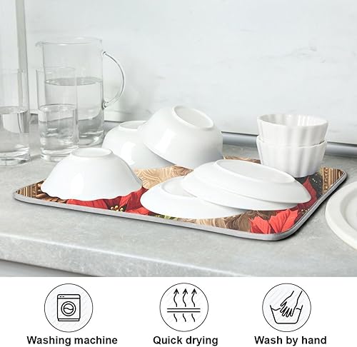 Vista 293 de Tapete de secado de platos de mariposas botánicas para encimera de cocina, almohadilla de secado de microfibra absorbente, grande, 18 x 24 pulgadas