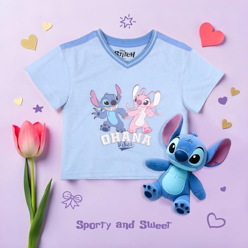 Disney Prinzessin, Lilo und Stitch, Minnie Mouse, Vaiana und Frozen Mädchen 2-teiliges Set - Kurzarm-T-Shirt und Skort für Kinder