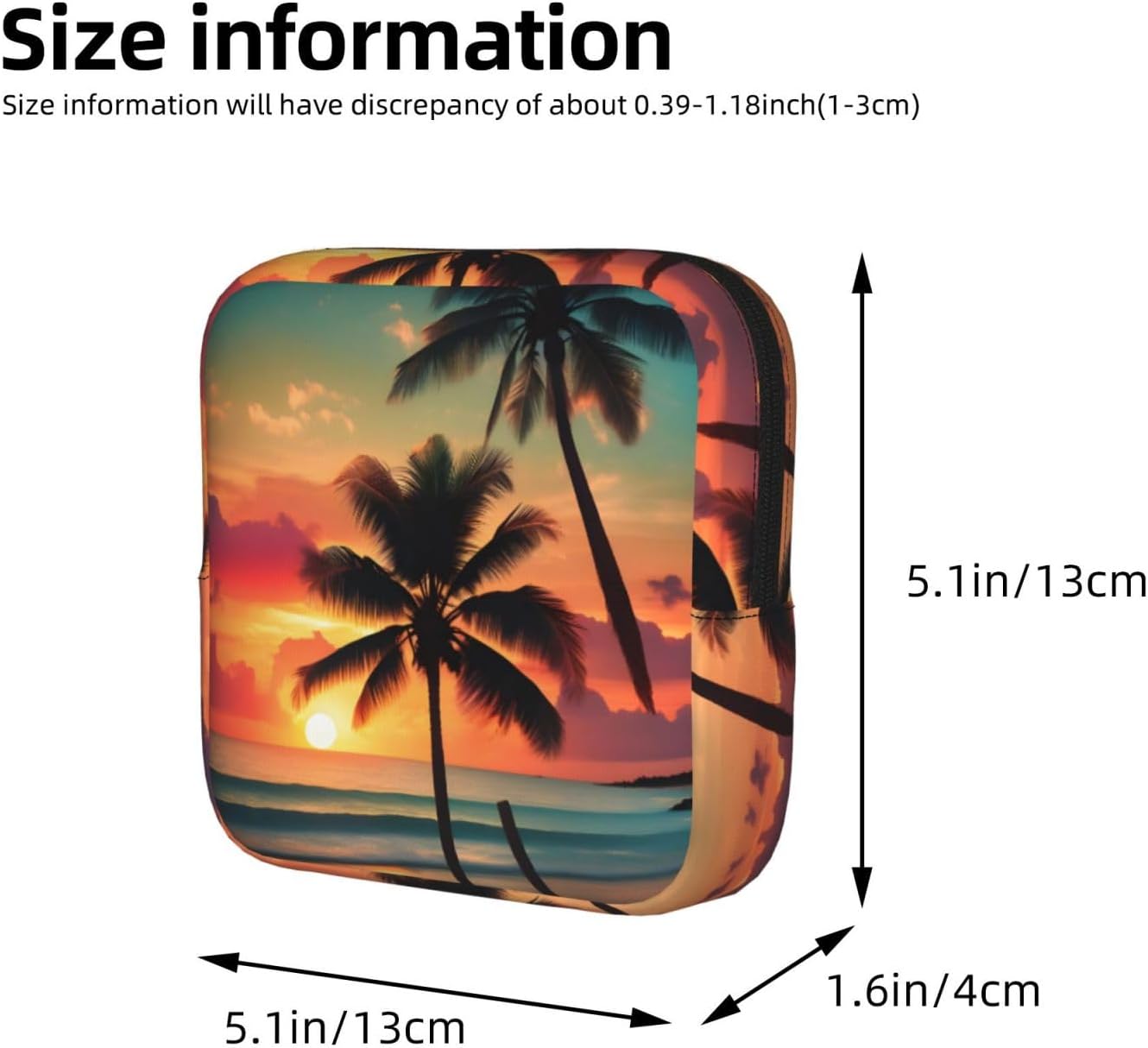 Tropical Beach Palm Tree Print Multifunctional Storage Bag Pad Bag Skin-Friendly Period Pouch Reusable Tampon Bag for Female