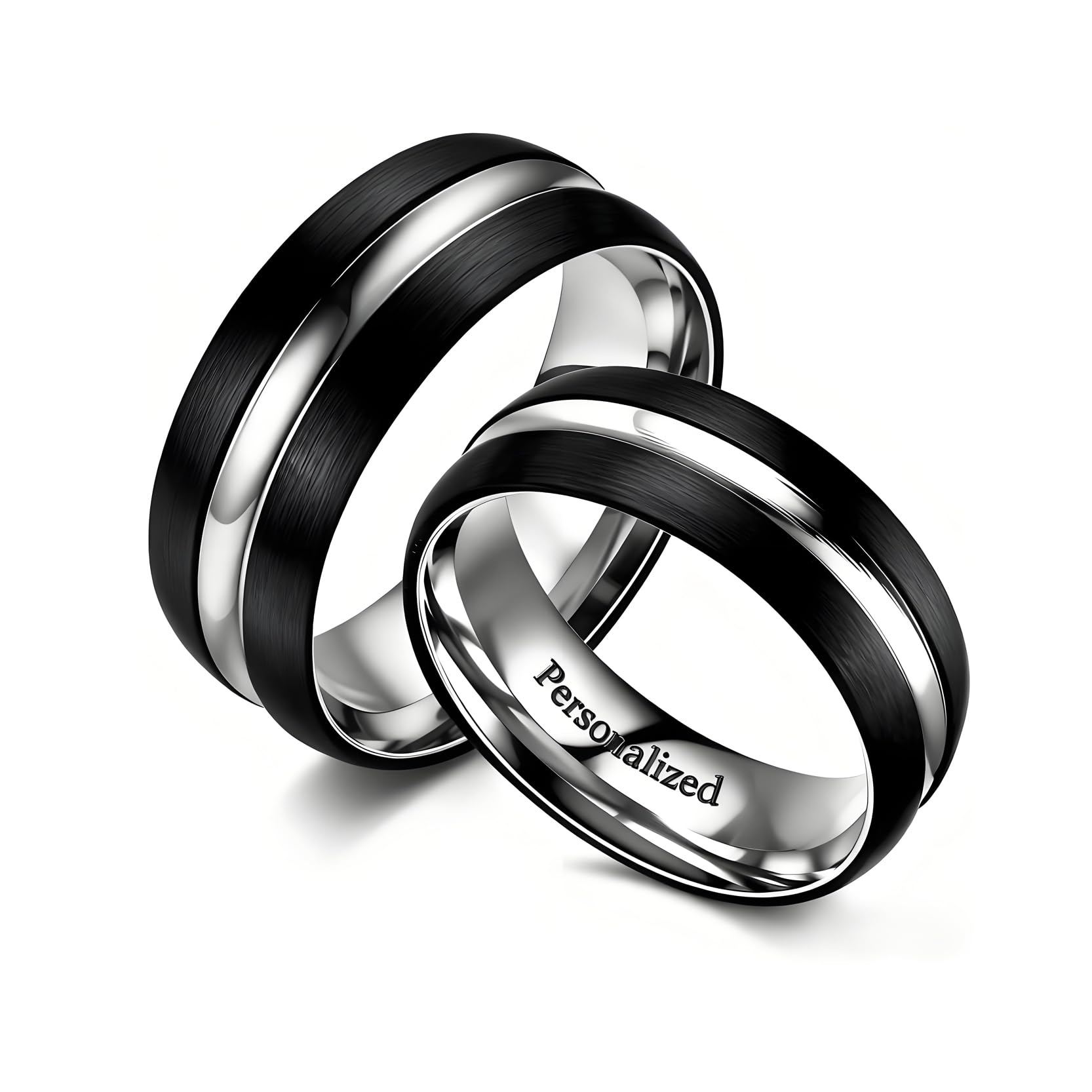 Personalizzato Anello per Le Coppie Blu della Banda del Modello Anelli all'Interno può Inciso Personalizzato Promessa di Nozze Anelli