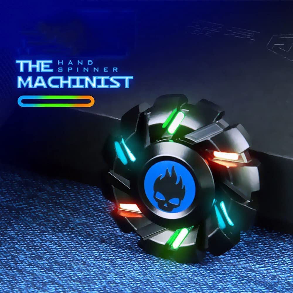 Luminous Fingertip Gyro CNC Metallic Focus Toy EDC Bearing Fingertip Gyro für Kinder & Erwachsene Anti-Angst hilft Fokussierung Fidget Toys (C,Silber)
