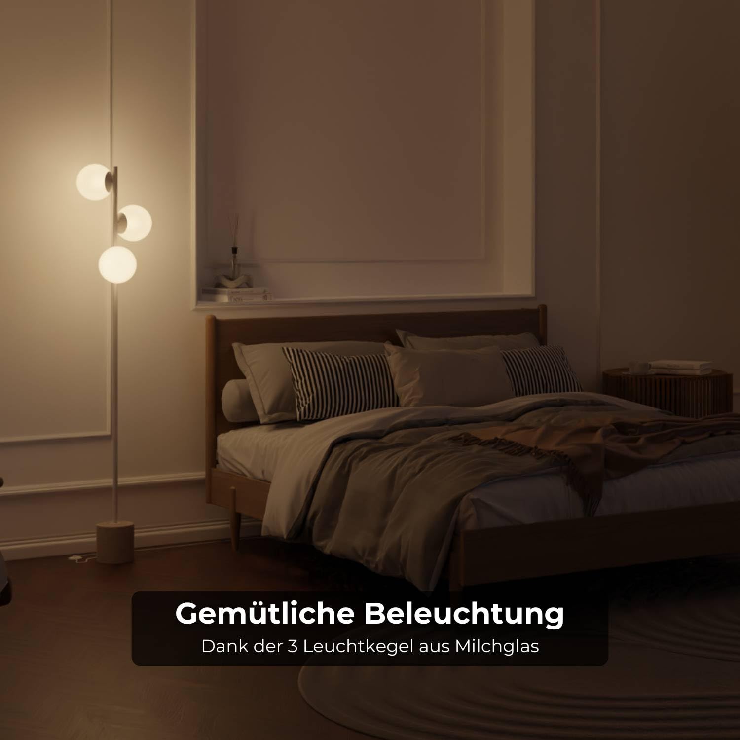 Rovea Stehleuchte Travertinstein Stehleuchte aus Opalglas LED 3-flammig (Weiß)