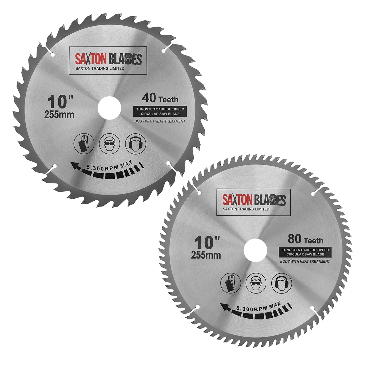 TCT255MXA 2x Saxton TCT Circular Wood Saw Blade 255mm Pack A for Bosch Makita Dewalt