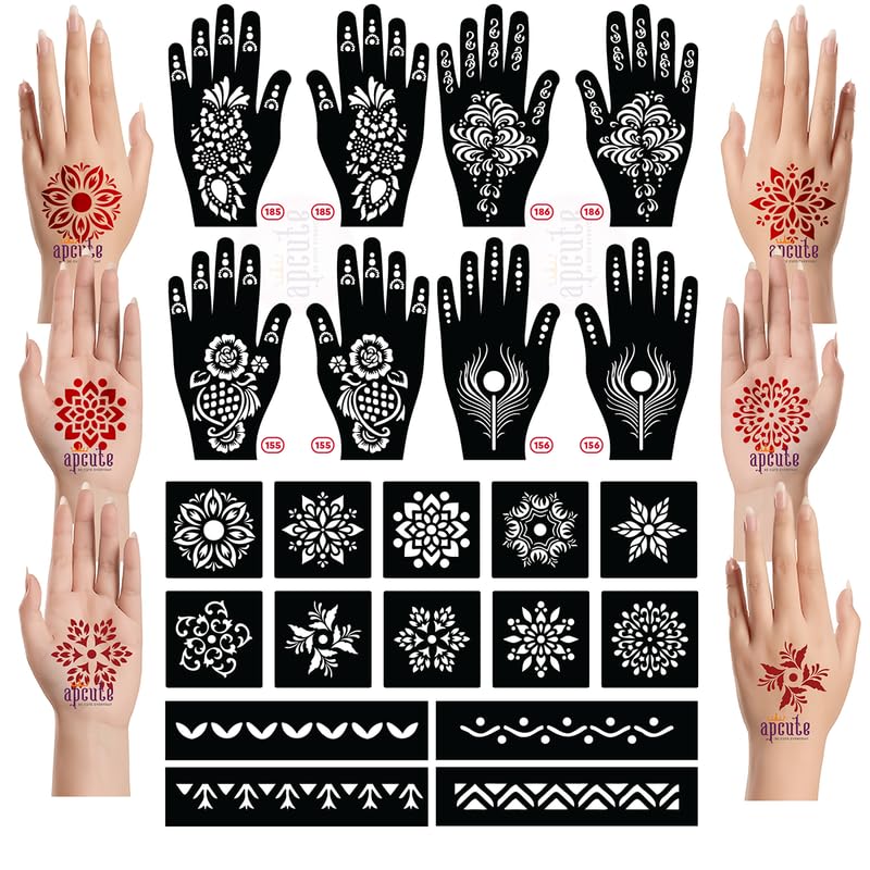 mehndi tattoo design sticker Set of 22 pieces, mehandi stencils stickers tattoo for Women, Girls and Kids, Easy to Use in 4 Steps, 22p-S-410-picture-28