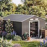 GARDEBRUK® XXXL Metall Gerätehaus 8m² mit Fundament 315x260x180cm Schiebetür Anthrazit Geräteschuppen Gartenhaus 15m³