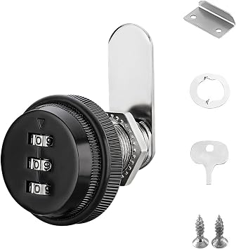 Cam Lock, 25mm Black Cupboard Locks, Combination Lock | Cabinet Lock for Security of Box Cabinet Drawer Mailbox Door Furniture Locker Locks