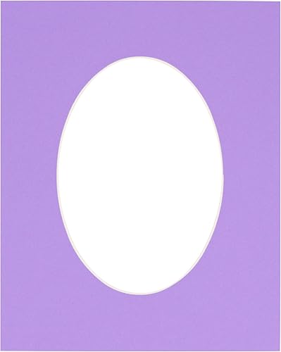 Tapete de 8 x 10 pulgadas, corte biselado para fotos de 5 x 6 pulgadas, color morado claro precortado, con apertura de tablero ovalado, sin ácidos,