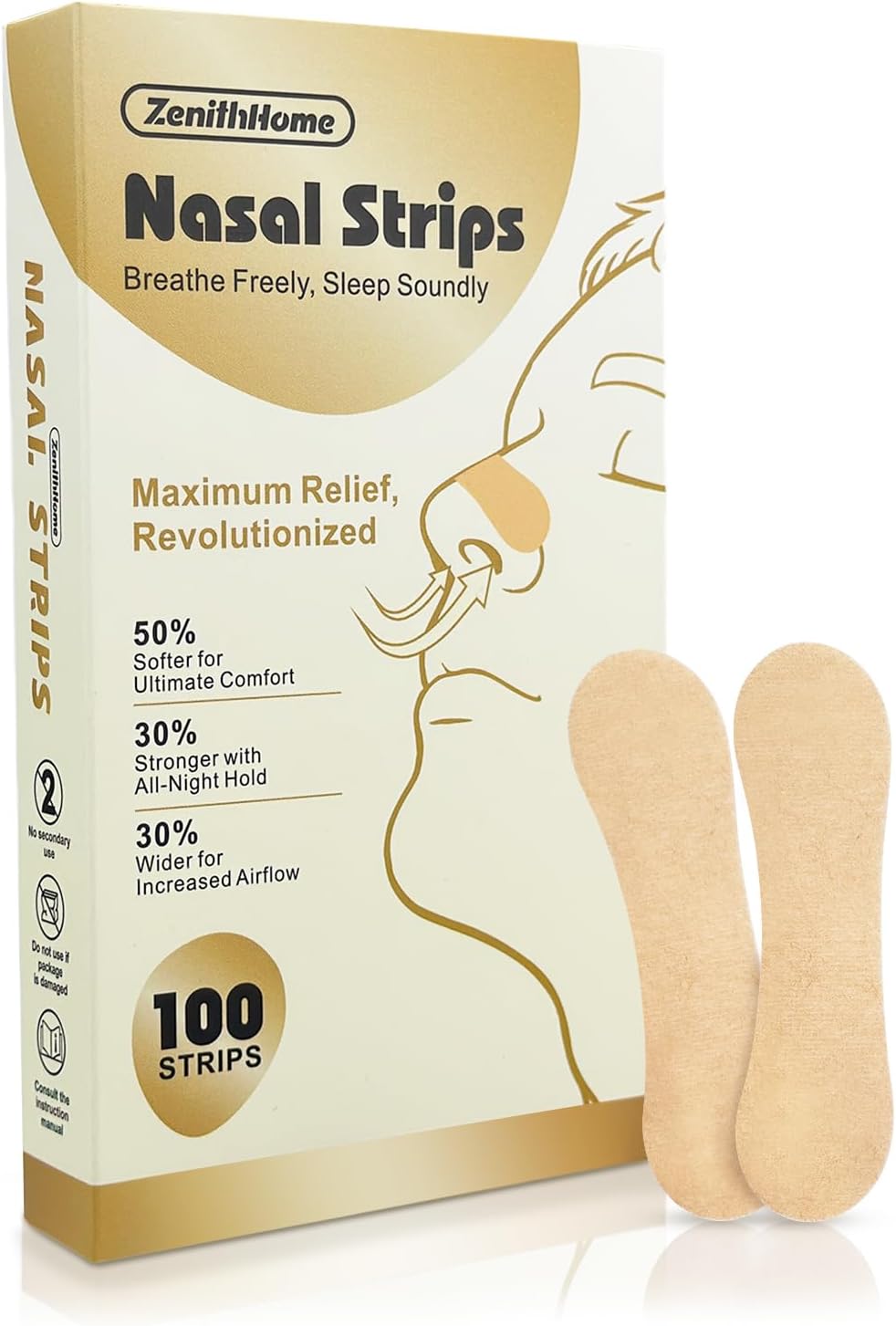 Nasal Strips 100 Count, New Upgraded Softer & Stronger for Snoring Relief, Nose Strips for Breathing, Anti Snoring Devices for Sleep & Sports, Help Relieve Nasal Congestion, Deeper Sleep