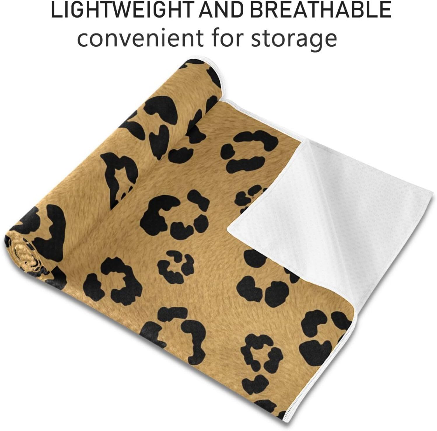 Yoga Mat Towel Leopard Non-Slip Yoga Towel with Silicone Grip，73x27 Inch Soft Fabric & High Absorbent for Pilates, Fitness Exercise
