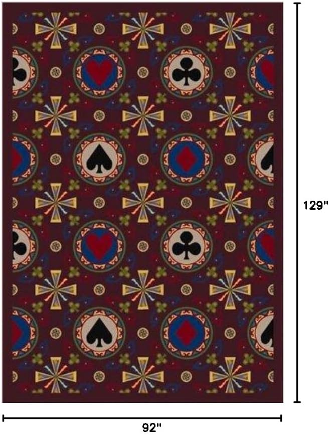 Joy Carpets 59D-03 Stacked Deck Burgundy 7 ft.8 in. x 10 ft.9 in. 100 Pct. STAINMASTER Nylon Machine Tufted- Cut Pile Gaming and Entertainment Rug