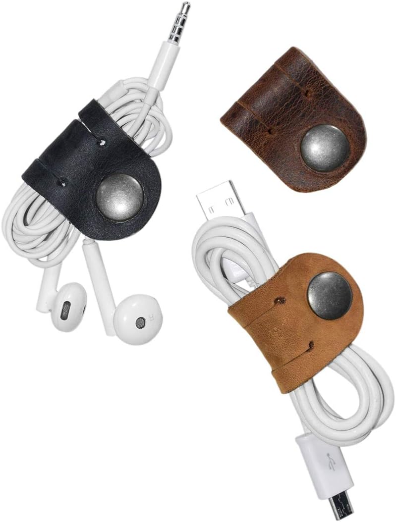 Hide & Drink, Leather Cord Organizer (3 Pack) / Earbud/Cable/Earphone Holder/Case/Phone Accessories/Travel Essentials, Handmade :: Multicolor