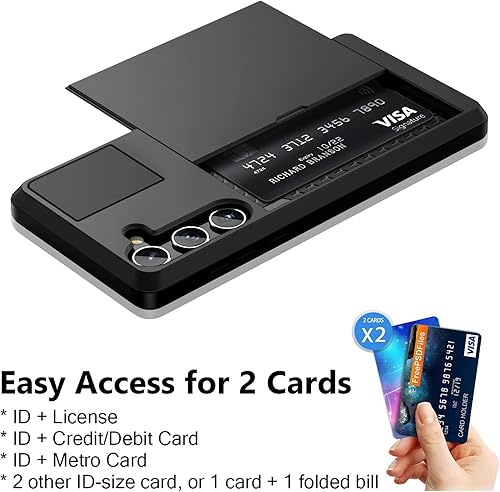 Miniatura 4 de Vofolen Funda para Samsung Galaxy S23, tarjetero para tarjeta de crédito, ranura para identificación, puerta corredera, bolsillo oculto, para