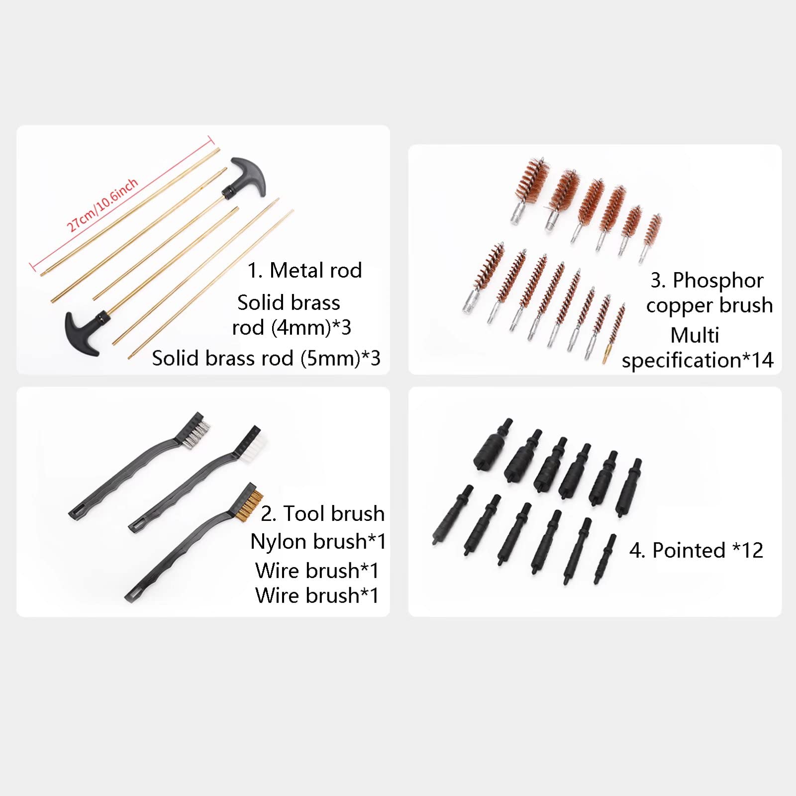 Generic Kit Pulizia Pistola Universale, 55 Pezzi per Pistola Fucile Pistola Ad Aria Compressa Pistola A Spruzzo Fucile Fucile Canna da Fuoco Manutenzione Pulizia Set con Custodia Portatile