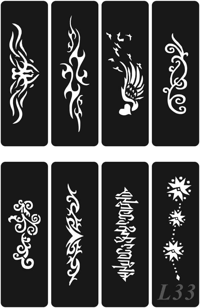 THE FANTASY Stencil Sheet Sticker for Henna Tattoo Glitter Tattoo Multiple Designs No Package A4l-2 (A4l33)