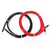 Vista 10 de Cable de batería de 2 AWG 2 Calibre de cobre puro Cables inversores de batería con lengüetas de 5/16 pulgadas en ambos extremos Juego de cables