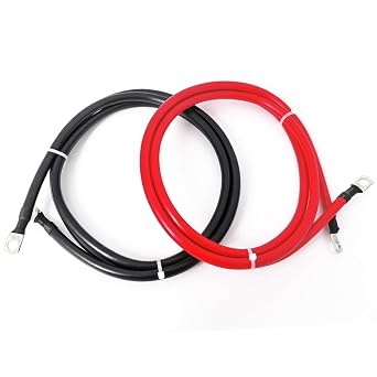 4AWG Battery Cables 4 Gauge Battery Cable Power Inverter Cables with 3/8 in Lugs Both Ends for Automotive Car Marine Solar ATV Lawn Mower Motorcycle4FT
