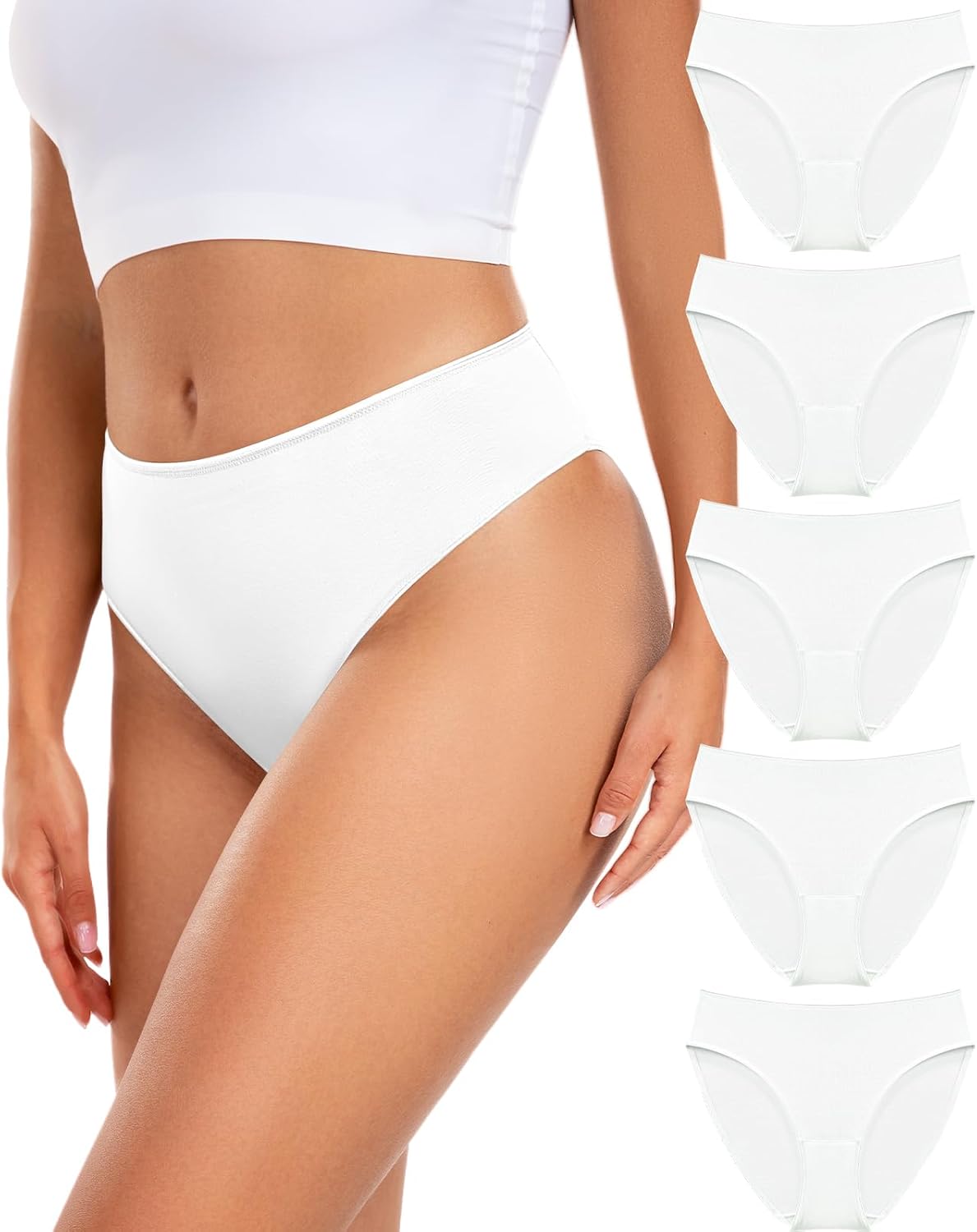 RHYFF Womens Underwear Cotton High Cut Panties Comfort Bikini Panty Stretch Hipster Underpants Breathable Ladies Briefs S-XXL