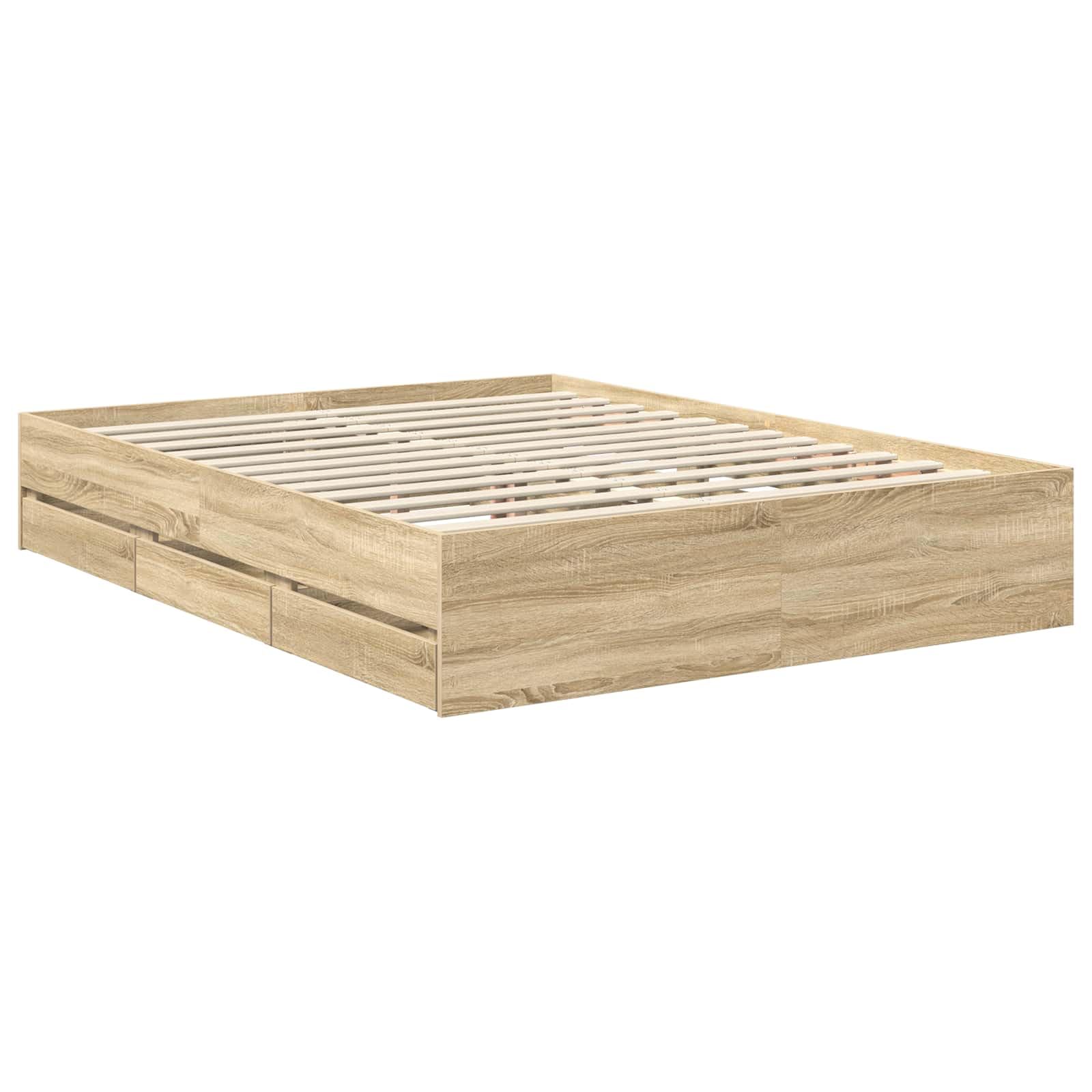 vidaXL Ramka łóżka Dąb Sonoma 150 x 200 cm Drewno inżynieryjne