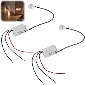 Mini Motion Detector 220 V IP65 Mini Infrared Motion Sensor Flush-Mounted Automatic Infrared Sensor Switch with Twilight Sensor for Indoor and Outdoor Use Adjustable Delay Pack of 2