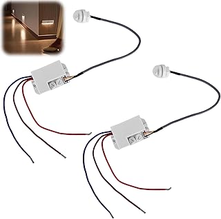 2 piezas de mini detector de movimiento 220v: IP65 mini detector de movimiento infrarrojo empotrado, interruptor automático de sensor infrarrojo con sensor crepuscular para interior y exterior