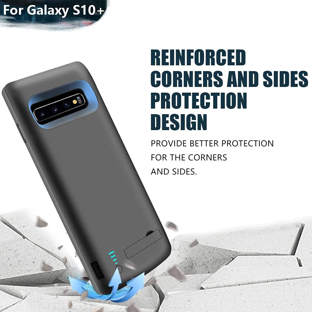 Sitong Battery Case for Samsung Galaxy S10+ Plus, 6000mAh Rechargeable Extended Battery Charging Charger Case, Add 1.5X Extra Juice (6.4 inch for Galaxy S10+) Black