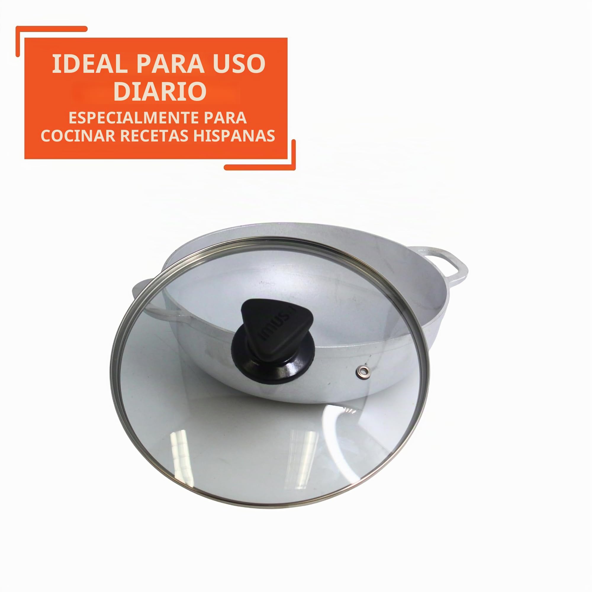 IMUSA Caldero básico de 3.7 cuartos con tapa de cristal, 24 cm