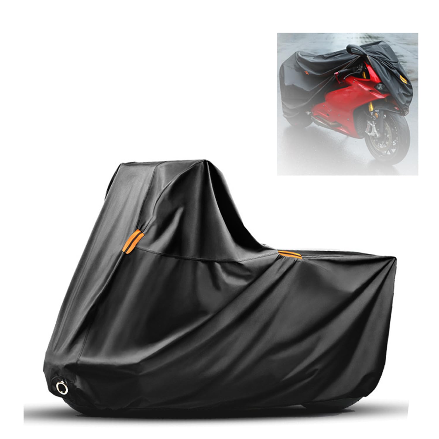 Telo Moto Per Esterno Impermeabile,420D Telo Coprimoto Impermeabile Per Esterno,Con Strisce Riflettenti & Foro Antifurto,Impermeabile, Resistente Ai Raggi Uv,Per Moto Di Lunghezza(Xl 280x96x138 Cm)