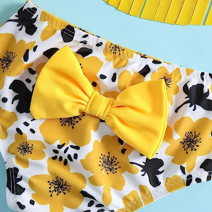 Image of Baby Bucket Girls Stylish Two-Piece Swimsuit| Baby Girl Bikini Swimsuit with Headband