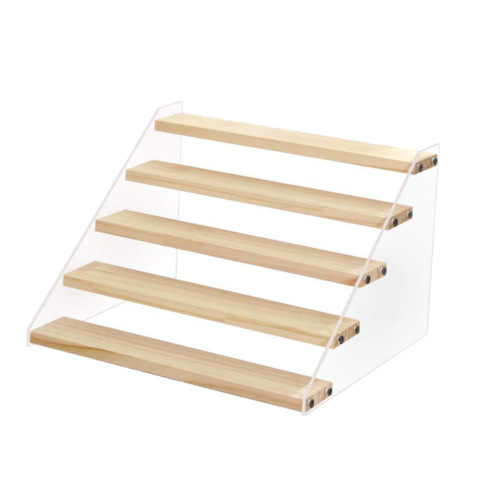Tubayia 5-Layer Wooden Acrylic Display Rack Shelf Dolls Cosmetic Storage Organiser