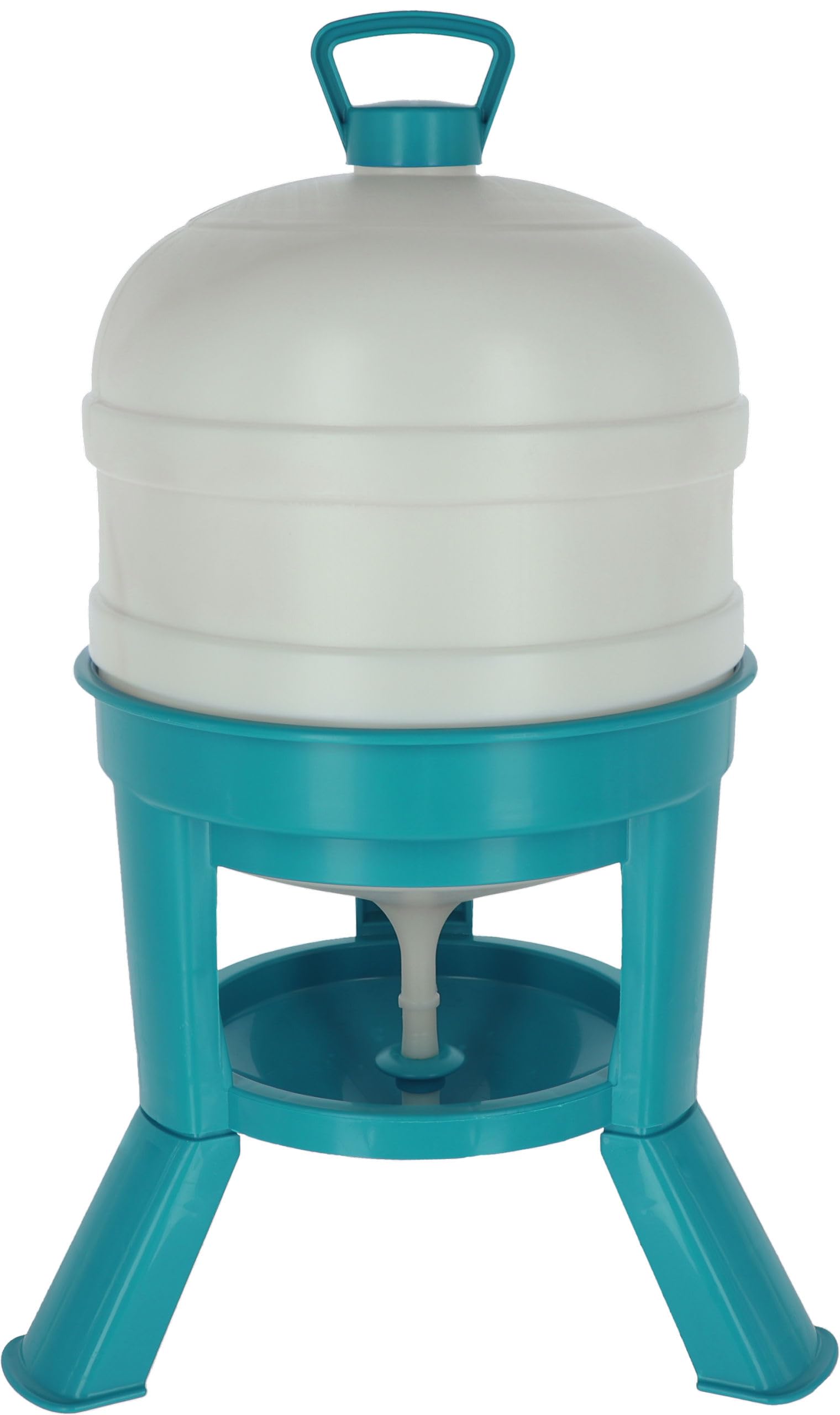 Kerbl Chicken Drinker, 30 L, Automatic Water Supply for Poultry, Shatterproof Plastic, for Soil Preservation, Food-Safe, Turquoise, White, 72.5 cm