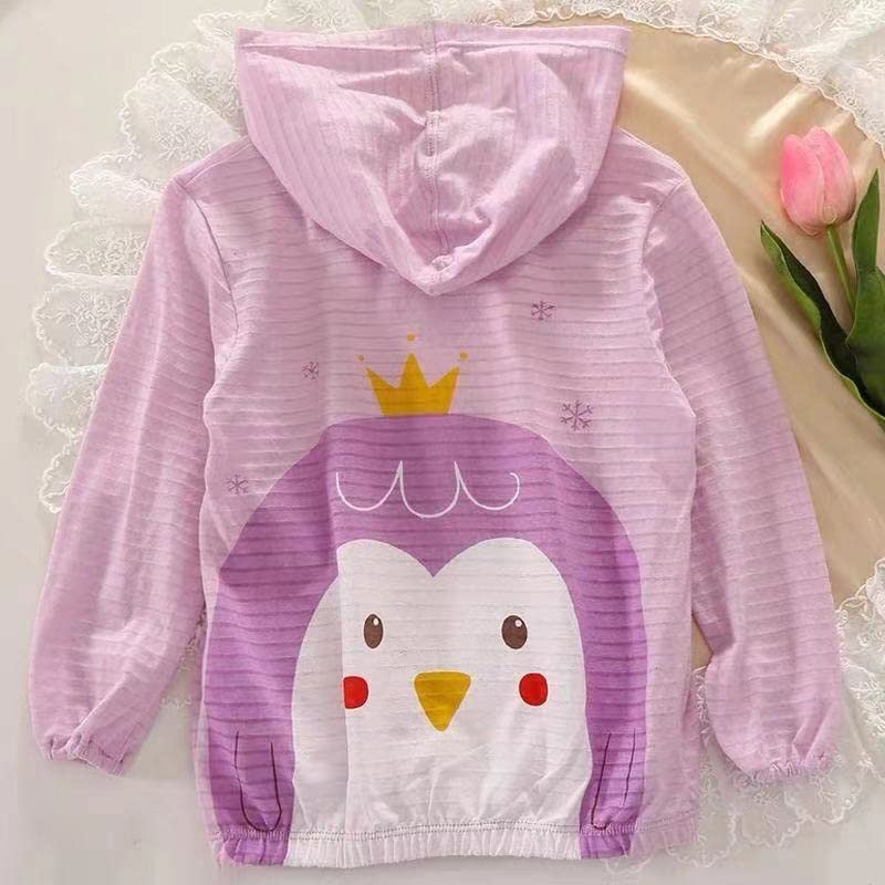 WHYME Toddler Sun Protection Hoodie UV Protection Jacket Kids Sunscreen Clothing Lightweight Summer Breathable Outwear Cartoon Coat (130cm(8-9Y), Purple), 8-9 Years