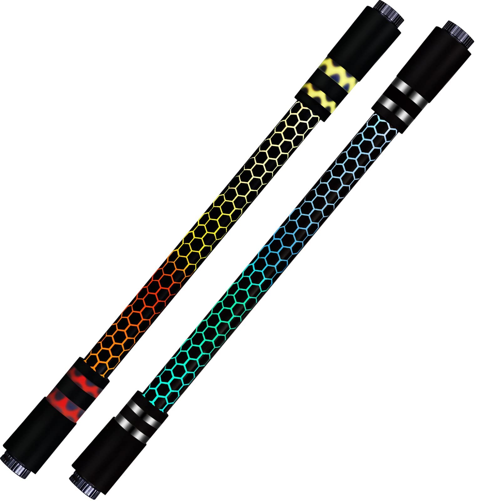 MAKINGTEC Spinning Rotating Pen, 2 Pieces LED Rolling Finger Rotating Pen Anti Slip Coating Spinning Pen Spinning Ballpoint Pen for Student Entertainment, Unable to Write (Black & Silver)