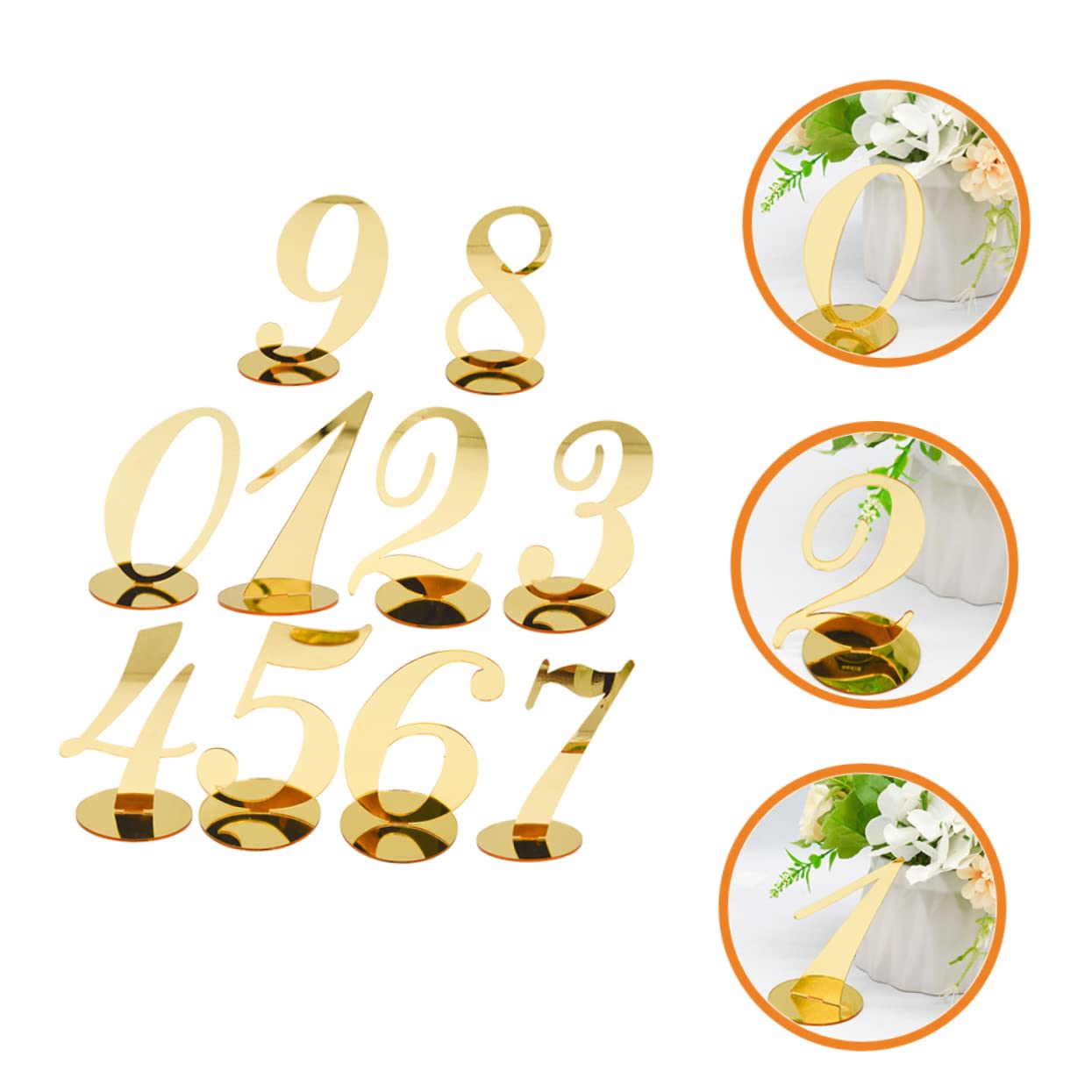 Cabilock 3 Sätze 3 Sets Digitale Sitzkarte Hochzeitszelt Ornament Moderne Tischnummern Empfangstischnummer 0 Bis 9 Tischnummer Schreibtischdekoration Esstischdekoration 10 Stück * 3